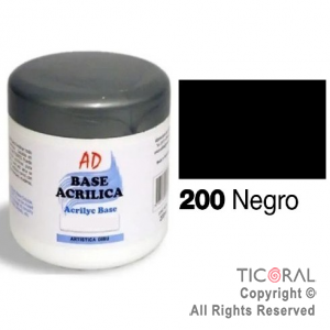 BASE ACRILICA AD 200 NEGRO 200ML X 3 UNIDADES